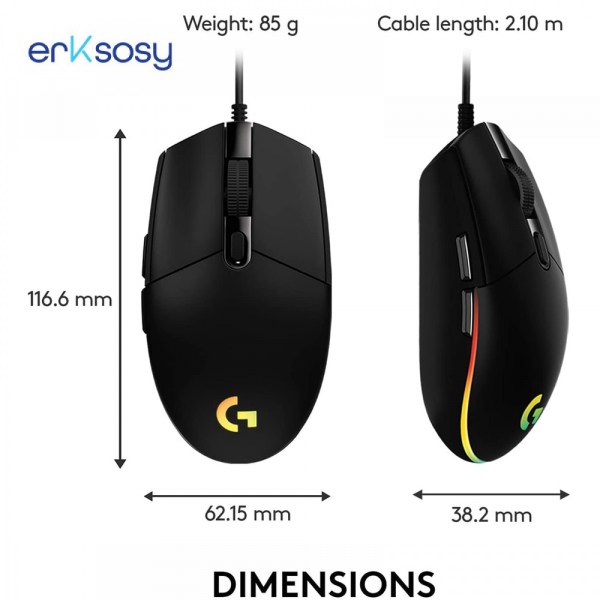⁦LOGITECH G102 LIGHTSYNC RGB 6 BUTTON GAMING MOUSE-Black⁩ - الصورة ⁦3⁩